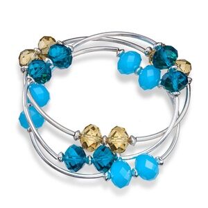 Made in Canada Crystal Stackable Bangles Set Silver Tone Beaded Bracelets Gift